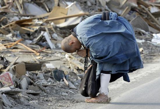 Japan earthquake buddhist monk