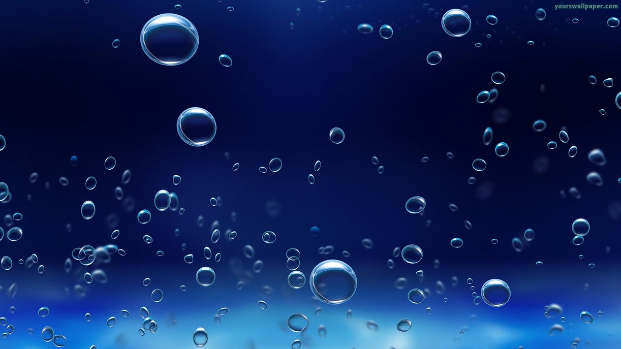 Water bubbles deep blue